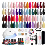 Mefa Kit De Esmalte De Uñas De Gel Con Luz Uv, 56 Piezas, .