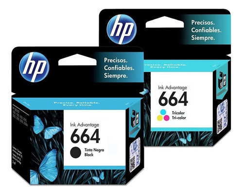 Pack Tinta Hp 664  Negro Y Color Original Nueva