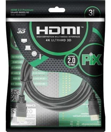 Cabo Hdmi Pix 3 M. 2.0