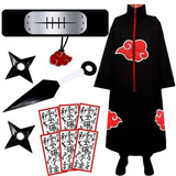 Kit Capa Akatsuki Manto P/ Fantasia Cosplay Otaku Pain Colar