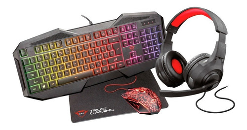 Trust Gxt 1180rw Combo Gamer Auric + Teclado + Mouse + Pad