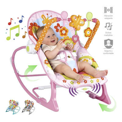 Rocker silla vibradora mecedora de bebe musical con juegos color rosa | Meses sin interés