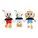 3pcs Cuphead Mugman Ms.chalice Muñeco Peluche Juguete Regalo