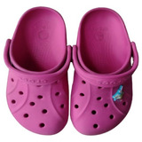 Sandalias Zuecos Crocs Rosa Chicle Niña Con Pin Unicornio