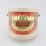 Dentes Banhado Ouro 18k 8 Dentes Hiphop Superior + Inferior