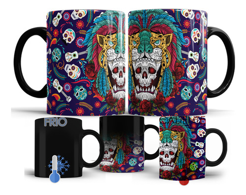 Taza Mágica De Día De Muertos Calaveritas Personalizada M176