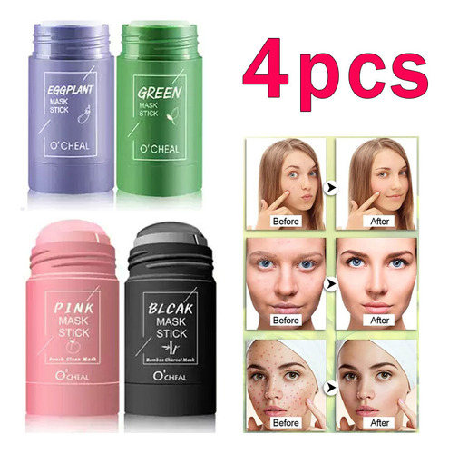  Kit 4 Mascaras Faciais Coreanas Limpeza Pele Remoção De