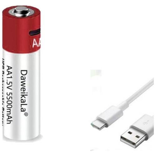 Pilha Usb Recarregável Aa 5500mah