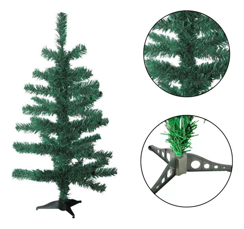 Árvore De Natal Pinheiro Verde Canadense 60cm 52 Galhos