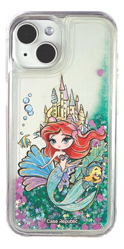 Funda Celular Para iPhone La Sirenita Disney Glitter Liquida