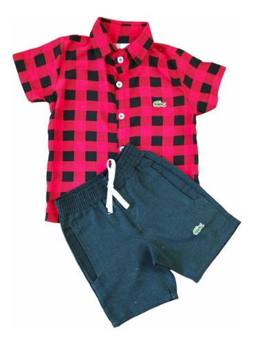 Conjunto Camisa Menino Xadrez Roupa Infantil Moda Country