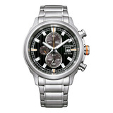 Reloj Citizen Ca073085e Para Hombre Cronografo Cuarzo Fecha Malla Plateado Bisel Plateado Fondo Negro