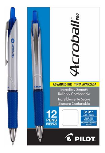 Pilot Acroball Pro Boligrafos Retractiles Punto Medio Tinta 