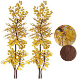 Kit 2 Árvore Artificial Fícus Amarelo Grande Sem Vaso Decor