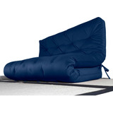 Colchão Futon Casal Dobrável Sofa Cama Azul Royal Acquablock