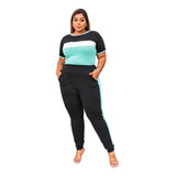 Conjunto Feminino Plus Size Calça E Blusa Gg G1 G2 G3 Crepe