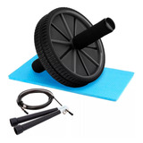 Kit Rueda Para Abdominales 150kg + Soga Para Saltar De Acero