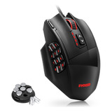 Terport S700 Mouse Gamer Alámbrico Con 8 Pesas Y Estuches, 18 Botones Programables, 16400 Dpi Con Niveles Ajustables, 33 Colores Led, Mouse De Juegos Programable Para Mano Media/grande