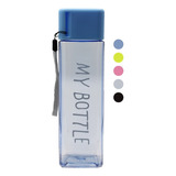 Botella De Agua Termo Ejercicio Cuadrado De Colores 380ml Color Azul
