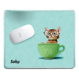 Tapete Raton Alfombrilla Mouse Pad Moda Kawai Antideslizante Color Verde-gato