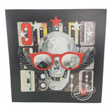 Quadro Decorativo Rockstar Moldura 50x50 Caveira Quarto Sala