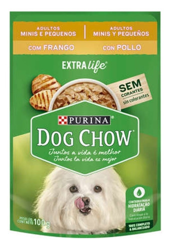 Alimento Dog Chow Vida Saudável Sana Raças Pequenas Para Cão Adulto De Raça Pequena Sabor Frango Em Saco De 100g