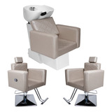 Kit Lavatório + 1 Cadeira Fixa + 1 Reclinável Bases Quadrada
