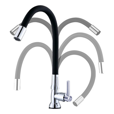 Torneira Cozinha Bancada Flexível Bica Giratória 360 Monocomando Água Fria Acabamento Cromado Instalação Em Bancada Design Moderno Fc-02 Via Flix