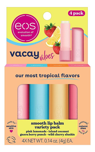 Eos Vacay Vibes - Paquete Variado De Blsamo Labial, Limonada