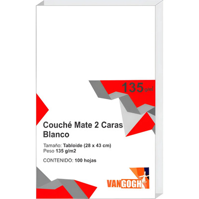 Couché 135 Grs. Mate Papel Tabloide 28x43 Cms. 100 Hojas Blanco | MercadoLibre