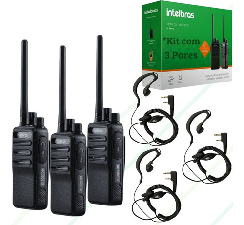 Kit 6 Rádio Comunicador Intelbras Uhf Rc3002 +6 Fone +brinde