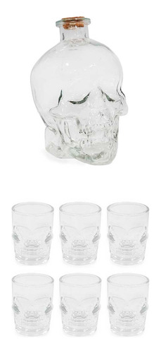 Pack Bar Calaveras  Botella + 6 Vasos Shot 