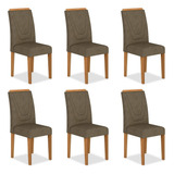 Kit 6 Cadeiras Estofadas Lima Cinamomo/capuccino - M.a Estrutura Da Cadeira Cinomomo Assento Capuccino Desenho Do Tecido Suede