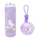 12 Oz Unicorn Glitter Botella De Agua Para Niños De Acero In