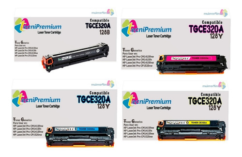 4 Toner Láser 128 Genéricos Para Cm1415fnw Cp1525nw | Nuevos