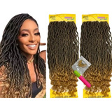 2 Pcts Goddess Faux Locs + Agulha E Aneis Para Croche Braid