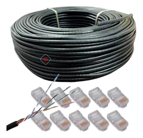 Cable Utp Red Cat5e Ext 50m Metros 100% Cobre + 10 Fichas