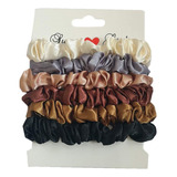 Donas Scrunchies Satinadas 12 Piezas Varios Diseños Colores