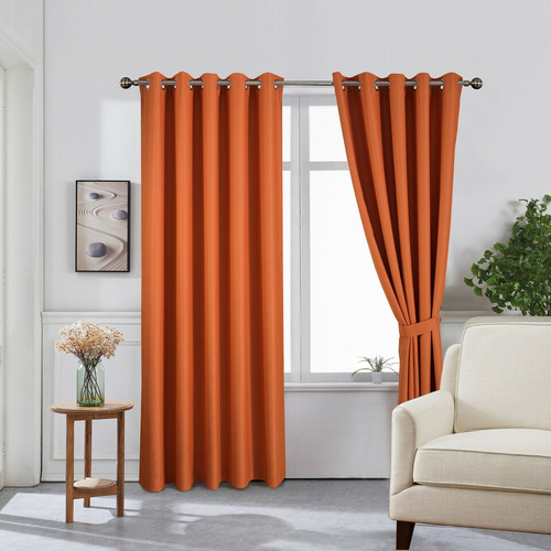 Cortina Blackout Unicolor 2 Paño 140x230 Cm Naranja