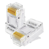 Kit 100 Conector Rj45 Banho De Ouro Para Cabo De Rede