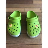 Crocs Originales Nena Nro 35 Color Verde Lima Y Fuscia