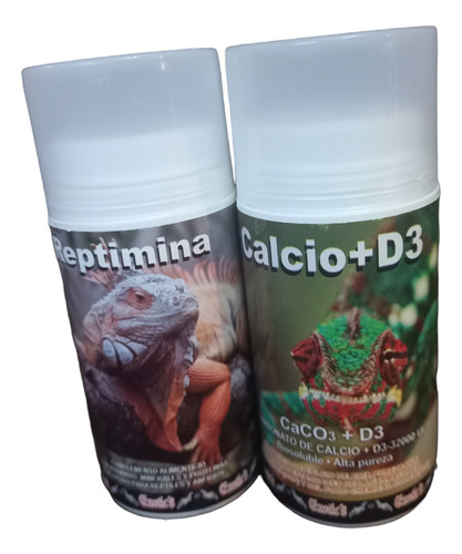 Kit Reptimina Y Calcio+d3 Para Reptiles, Iguanas, Tortugas 