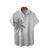 Camisa Hawaiana Unisex Con Diseño De Palmera De Cielo Oscuro