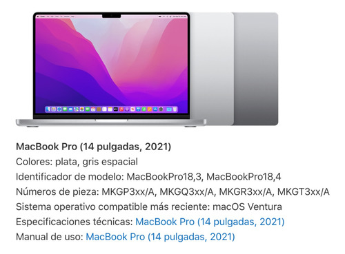 Apple Macbook Pro M1 Pro, 14,2  16gb 512gb Impecable