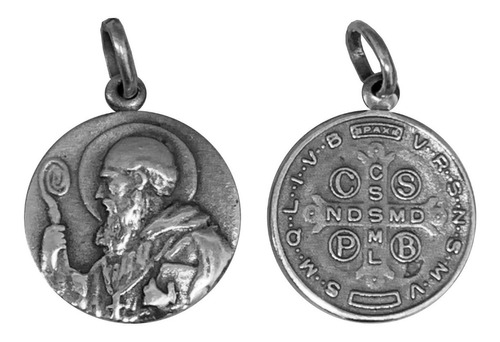 Medalla San Benito 22 Mm Doble Faz Plata 900