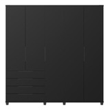 Guarda-roupa Casal 5 Portas Mdf Allen 226 Cm Preto Fosco