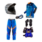 Kit Infantil Moto Cross Roupas + Capacete Oculos Trilha 