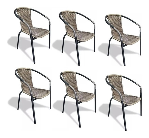 Oferta Por 6 Sillas De Jardin Exterior Terraza Balcon Rattan