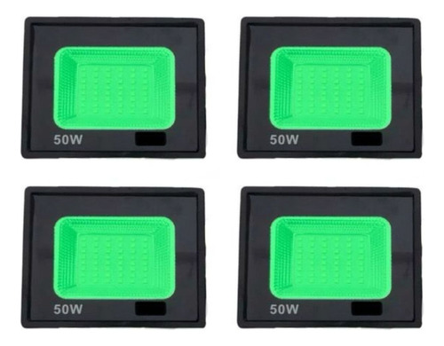 Kit 4 Refletor 50w Verde Luz Led Holofote Iluminação Externa