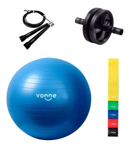 Kit De Accesorios Entrenamiento Yoga Soga + Rueda + Bandas